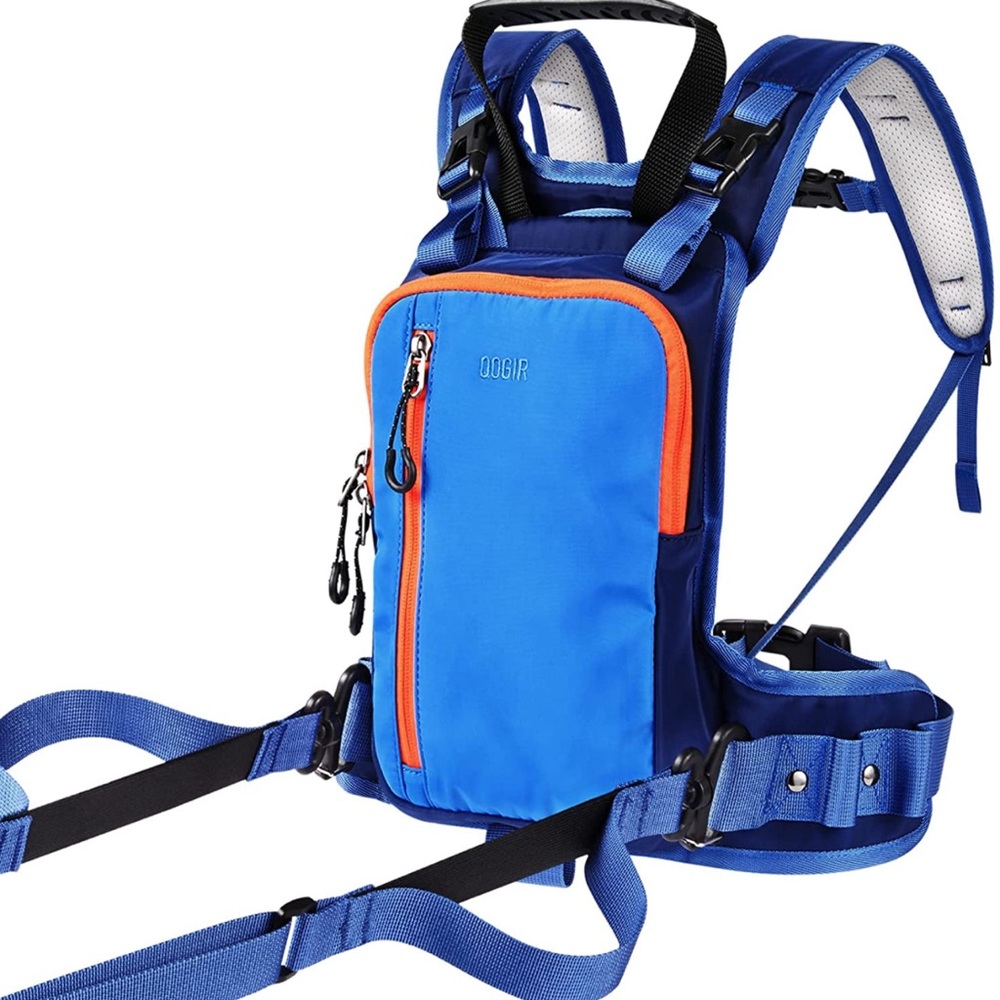 Kids Blue Harness Backpack with Orange Trim